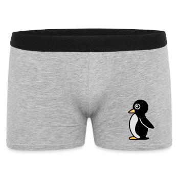 Minimalistischer Pinguin - Männer Boxer Shorts - Grau meliert - Vorne