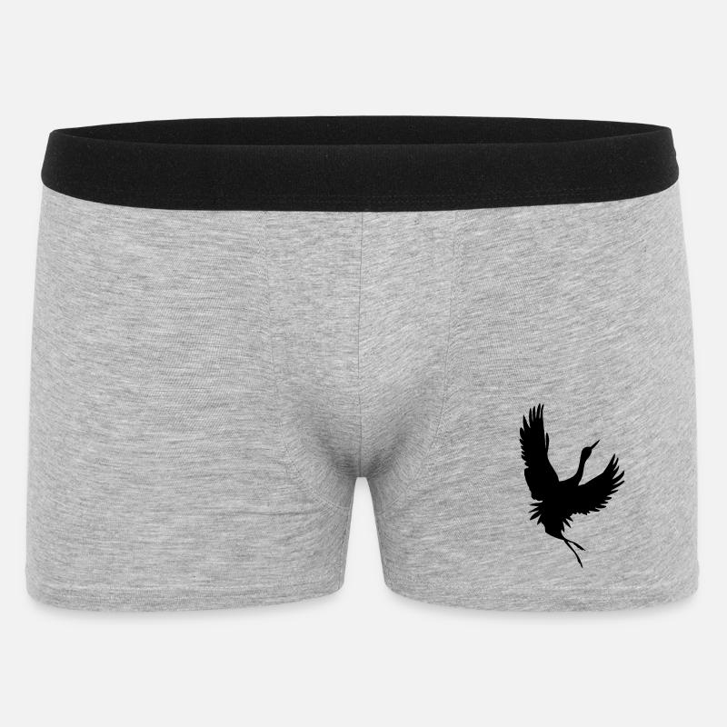 Kranich-Schattenfigur - Männer Boxer Shorts - Grau meliert