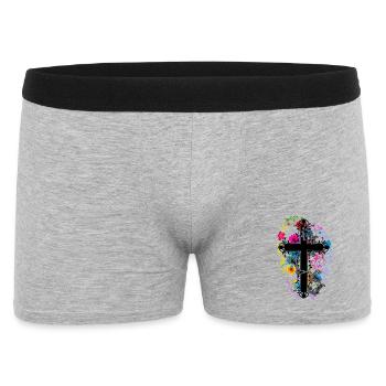 Flowers Blossoms Cross Jesus God Crosses Flora - Men's Boxer Shorts - heather grey - Front