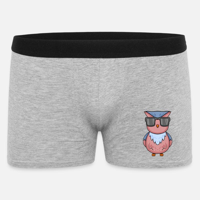 coole Eule mit Sonnenbrille - Männer Boxer Shorts - Grau meliert