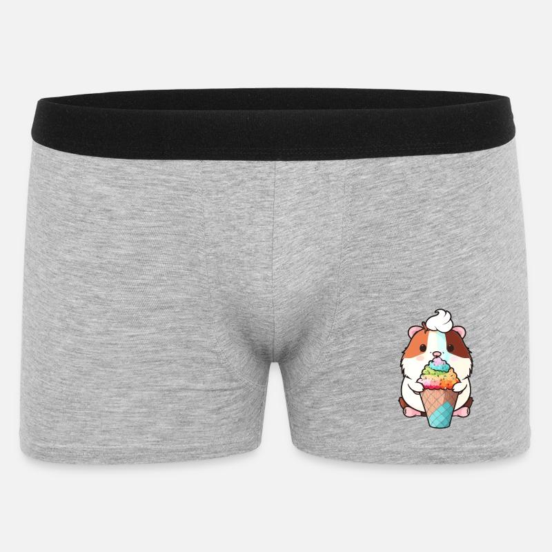 Kleiner Hamster mit buntem Eis - Männer Boxer Shorts - Grau meliert