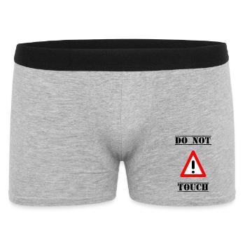 PANNEAU. NE PAS TOUCHER. DANGER. HUMOUR. DRÔLE - Boxer Homme - gris chiné - Devant