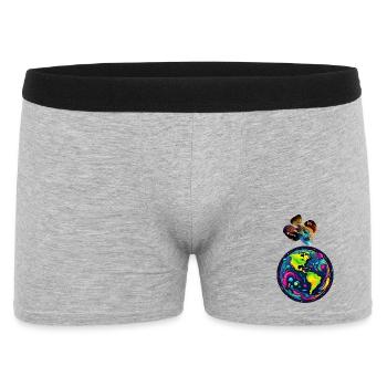 Der Fisch und sein Planet - Männer Boxer Shorts - Grau meliert - Vorne