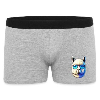 Alpaka mit Sonnenbrille - Männer Boxer Shorts - Grau meliert - Vorne