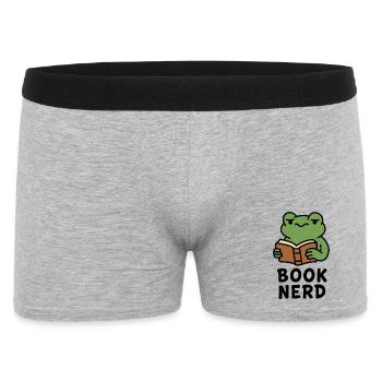 Wise Frog Reading Book Print - Men's Boxer Shorts - heather grey - Front