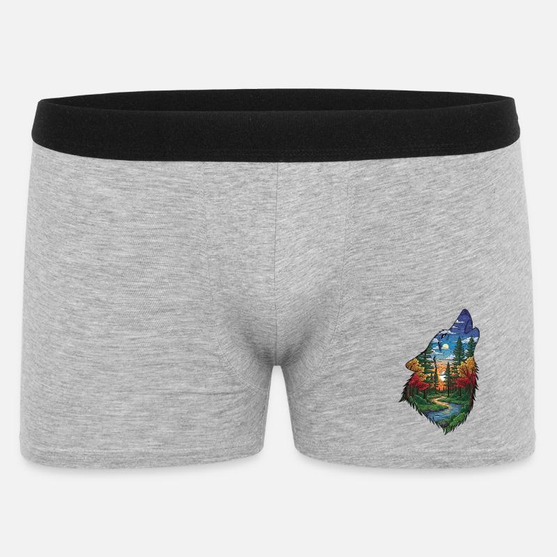Wolf - Männer Boxer Shorts - Grau meliert