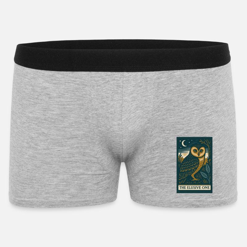 Mystische Eule unter Nachthimmel - Männer Boxer Shorts - Grau meliert