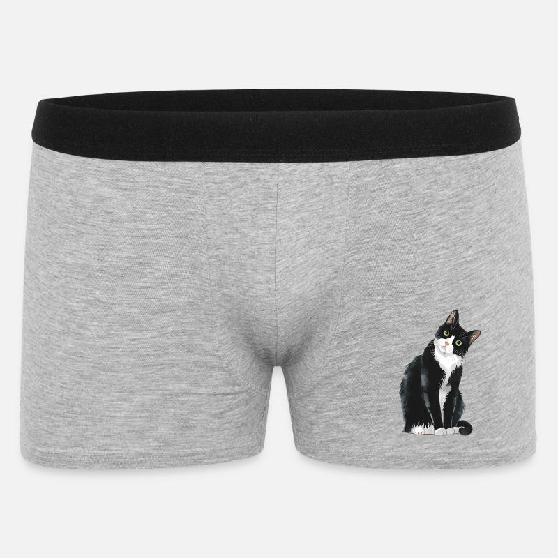 Gatto bianco e nero - Boxer da uomo - grigio melange