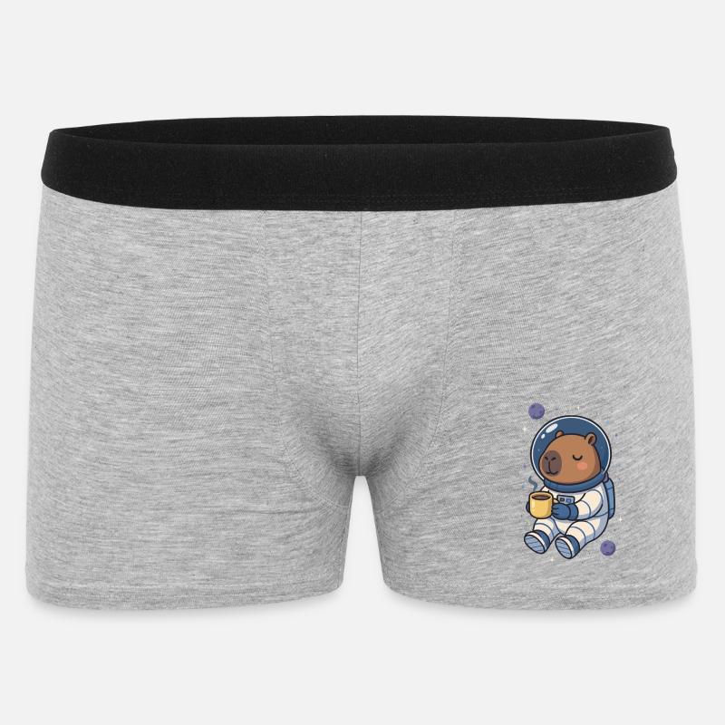 Capybara Astronaute – Café dans l’espace ☕🪐 - Boxer Homme - gris chiné