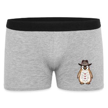 Cute Penguin Gingerbread Man Cowboy Texas Hat - Men's Boxer Shorts - heather grey - Front