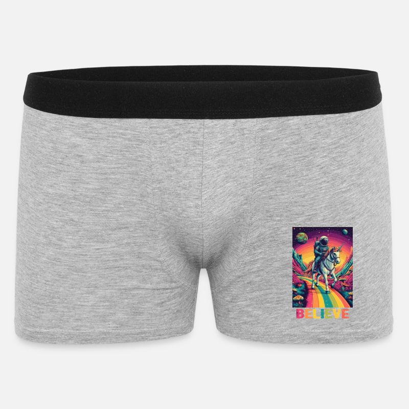Astronaut auf Regenbogen-Einhorn - Männer Boxer Shorts - Grau meliert