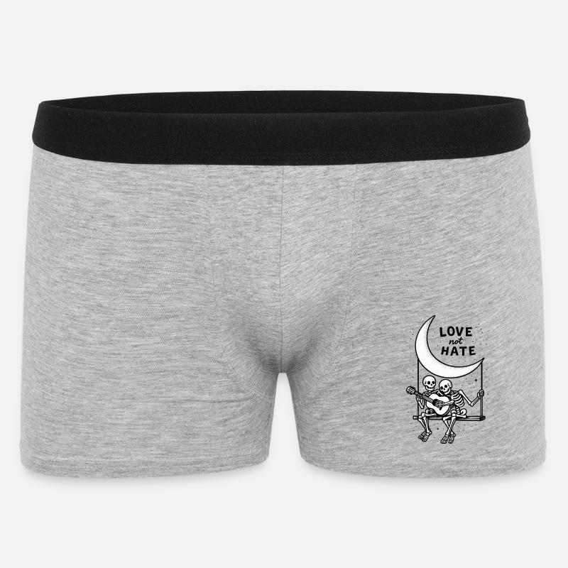 Love Not Hate Skeleton Moon Design - Boxer Shorts til mænd - grå meleret