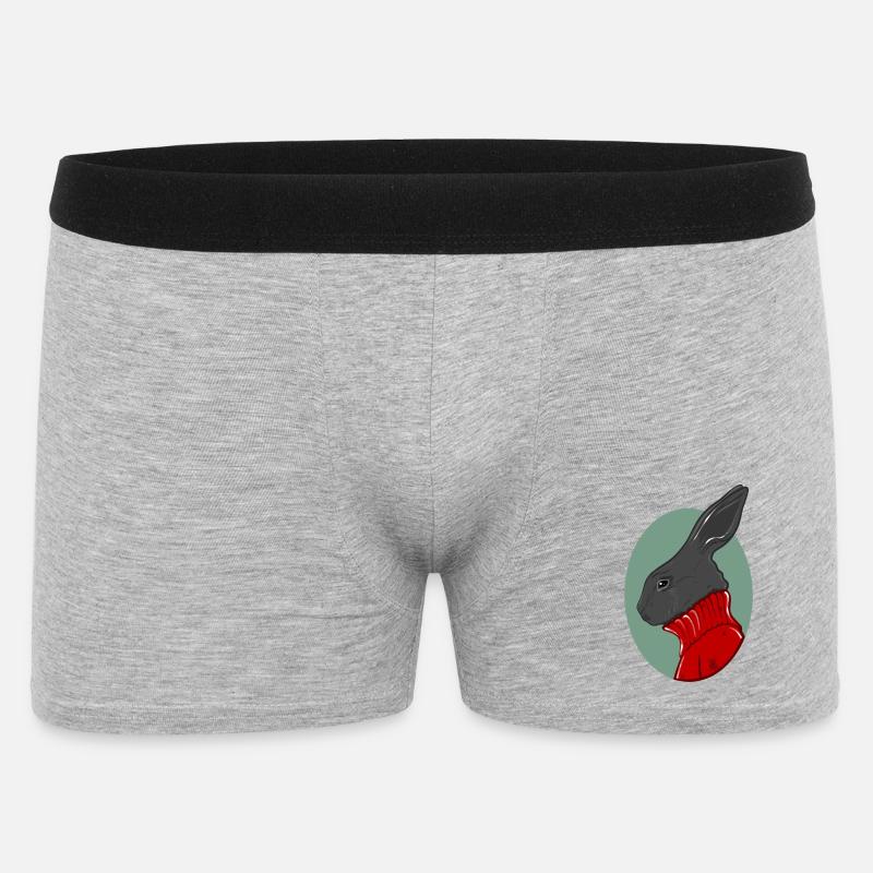 Hase mit rotem Pullover - Männer Boxer Shorts - Grau meliert