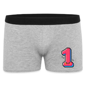 Nummer 1 Happy Pink Illustrated - Männer Boxer Shorts - Grau meliert - Vorne