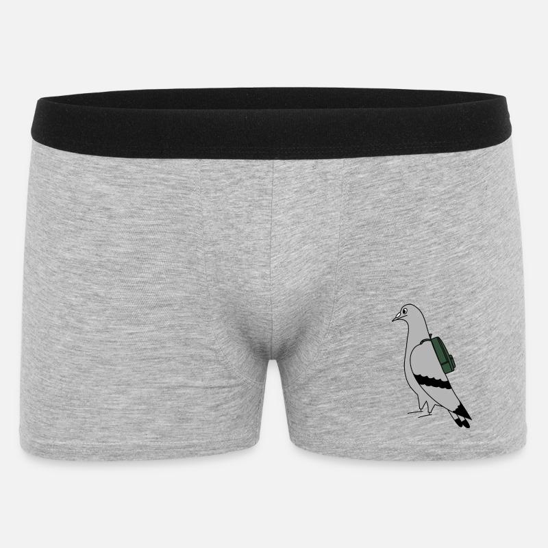 Pigeon with Backpack – Urban Minimal Illustration - Männer Boxer Shorts - Grau meliert