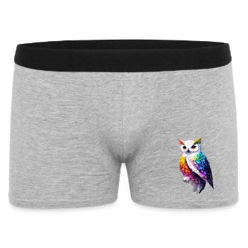 Schneeeule Weiße Eule Kauz Uhu Owl Schnee Eulen - Männer Boxer Shorts - Grau meliert - Vorne
