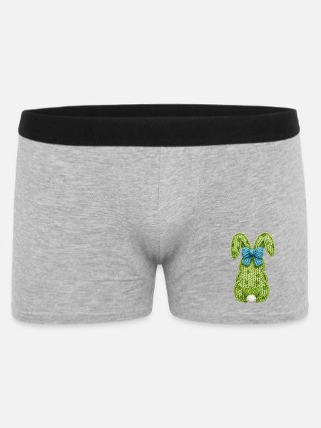 Osterhase von hinten mit Schleife Faux Yarn Ostern - Männer Boxer Shorts - Grau meliert
