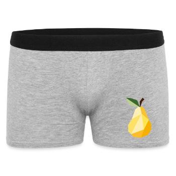 Geometrische Birne – Modernes Obst Motiv  - Männer Boxer Shorts - Grau meliert - Vorne