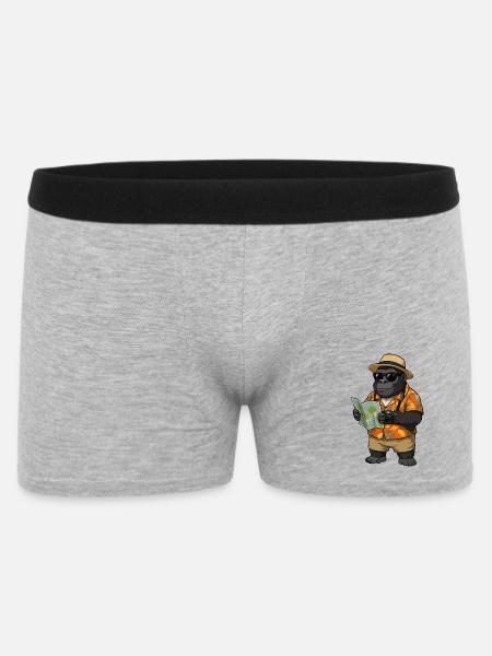 Gorilla Reisender im Hawaii Hemd - Männer Boxer Shorts - Grau meliert