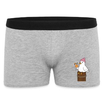 Seagull with cap and cocktail - Men's Boxer Shorts - heather grey - Front