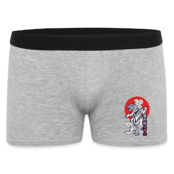 Osore Shirazuno: Fearless Tiger - Männer Boxer Shorts - Grau meliert - Vorne