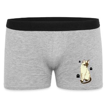 Elegante Siamkatze mit blauen Augen - Männer Boxer Shorts - Grau meliert - Vorne