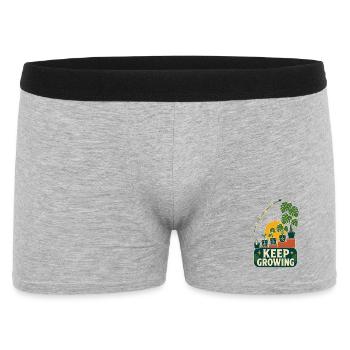 Keep Growing – Retro Pflanzen Motivation - Männer Boxer Shorts - Grau meliert - Vorne