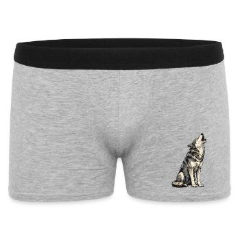 Illustration du Loup hurlant - Boxer Homme - gris chiné - Devant