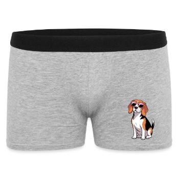 Beagle-Hund mit Sonnenbrille - Männer Boxer Shorts - Grau meliert - Vorne