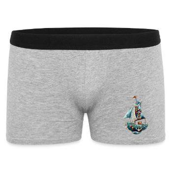 Voilier maritime bleu vintage - Boxer Homme - gris chiné - Devant