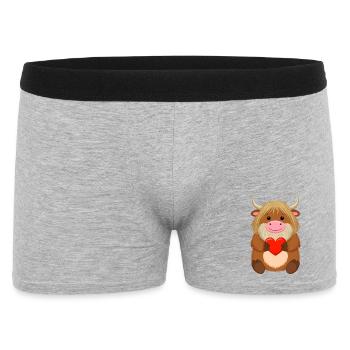 Une vache Highland comique au cœur rouge – Love Art - Boxer Homme - gris chiné - Devant