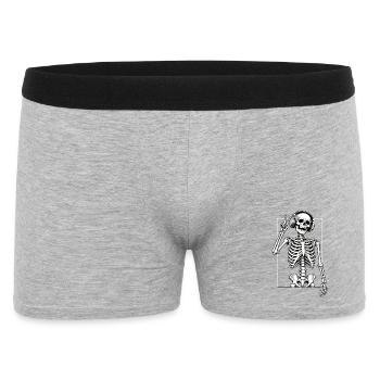 Skelett mit Kopfhörern - Männer Boxer Shorts - Grau meliert - Vorne