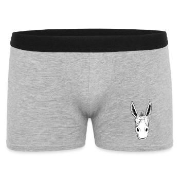 Esel Freut Sich I Eselskopf Comic I IA - Männer Boxer Shorts - Grau meliert - Vorne