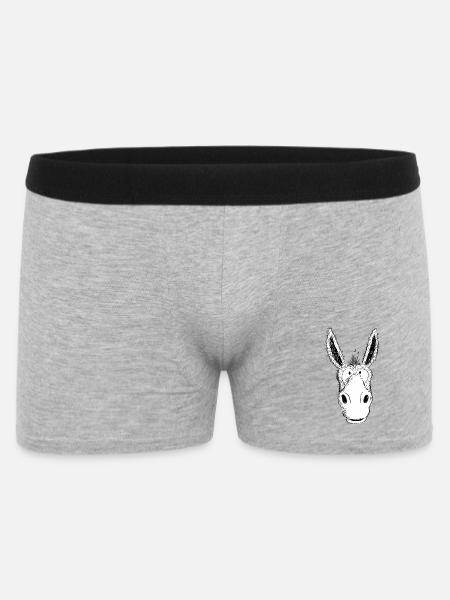 Æsel er glad jeg Donkey Head Comic I IA - Boxer Shorts til mænd - grå meleret