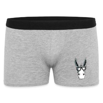 Lustiger Grauer Nerd Esel Mit Brille I Comic - Männer Boxer Shorts - Grau meliert - Vorne