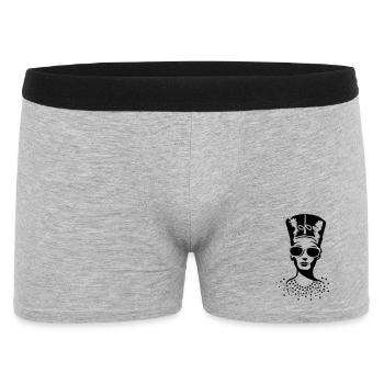 A woman wearing sunglasses with Nefertiti hat - Men's Boxer Shorts - heather grey - Front
