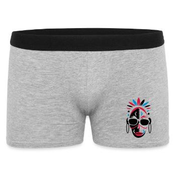afrikanische Maske mit Sonnenbrille als Stencil - Männer Boxer Shorts - Grau meliert - Vorne