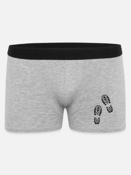 Wandern, Fußabdrücke, Hiking, footprints - Männer Boxer Shorts - Grau meliert