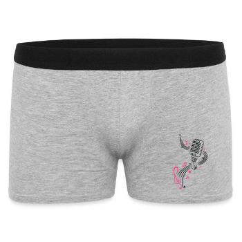 Retro microphone with music notes and clef. - Men's Boxer Shorts - heather grey - Front