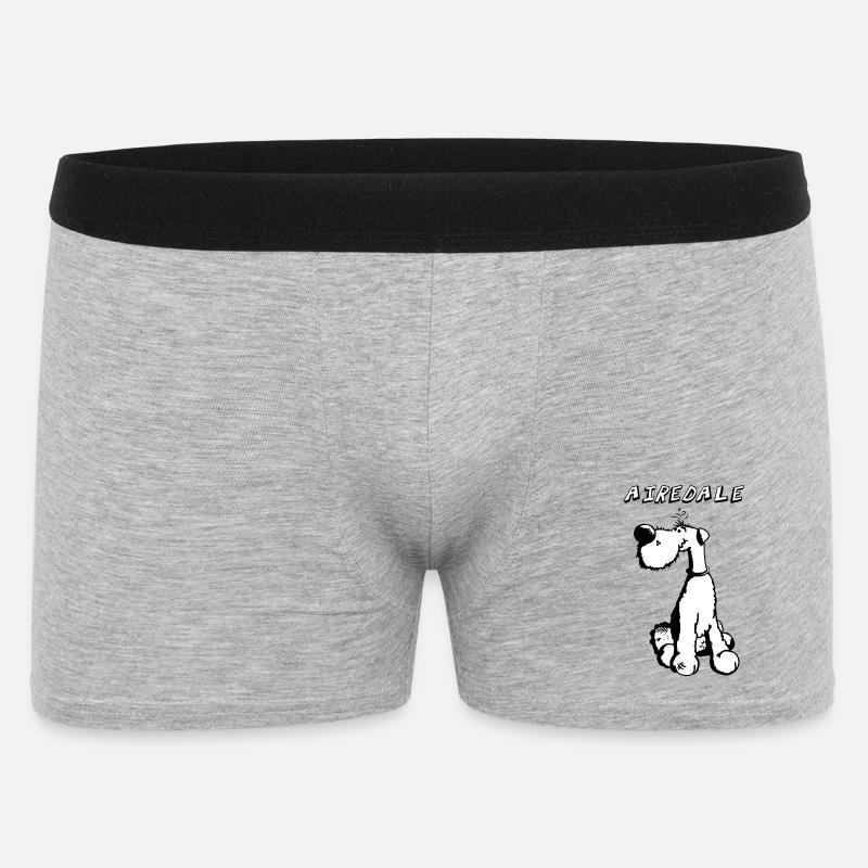 Happy Airedale Terrier - Männer Boxer Shorts - Grau meliert