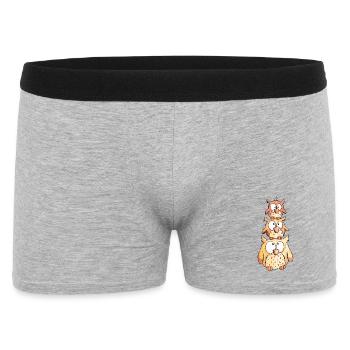 Drei Kleine Eulen - Männer Boxer Shorts - Grau meliert - Vorne