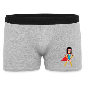 Pixel Superhero Woman - Fille Héroïque aux Bottes Dorées - Boxer Homme - gris chiné - Devant