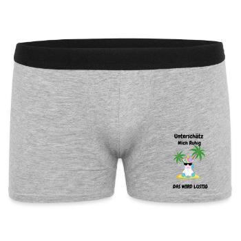 Unterschätze mich ruhig | Lustiger Spruch für Alle - Männer Boxer Shorts - Grau meliert - Vorne