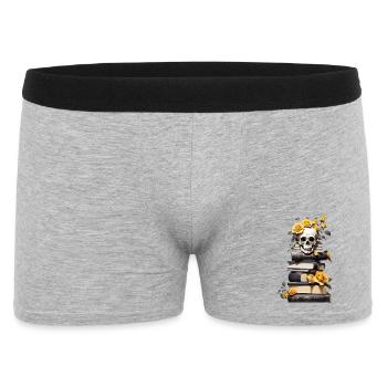 Pile de livres avec crâne - Boxer Homme - gris chiné - Devant