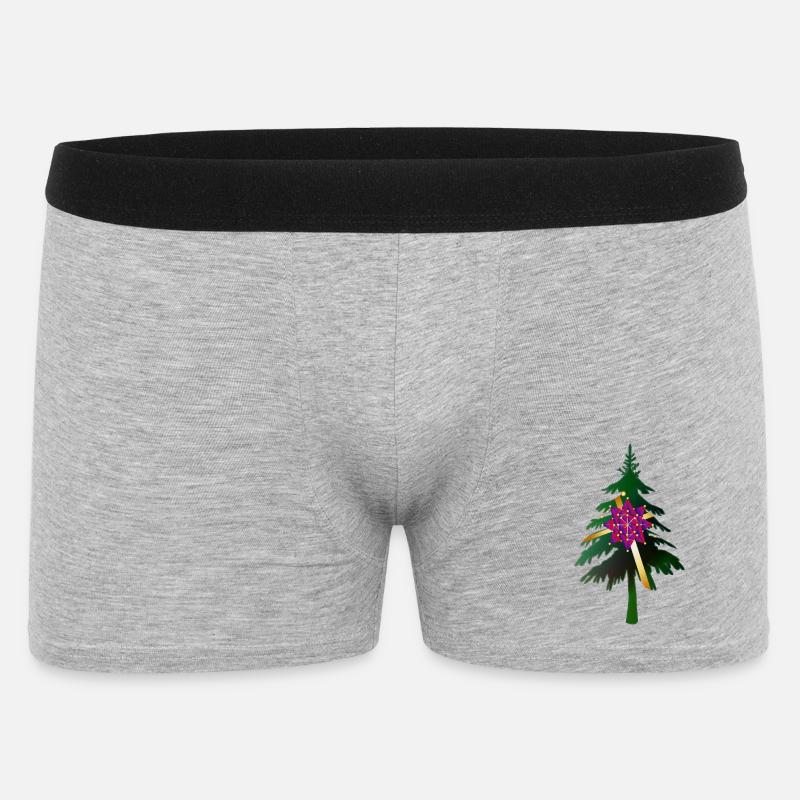 Christbaum oder Weihnachtsbaum & Geschenkschleife - Männer Boxer Shorts - Grau meliert