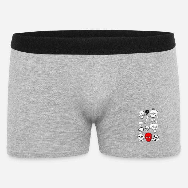 Skull-Design mit Farbkontrast - Männer Boxer Shorts - Grau meliert