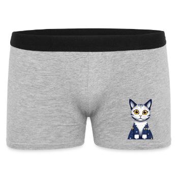 Chat mignon avec de grand yeux, amour des chats - Boxer Homme - gris chiné - Devant