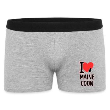 Ich liebe Maine Coon - Männer Boxer Shorts - Grau meliert - Vorne