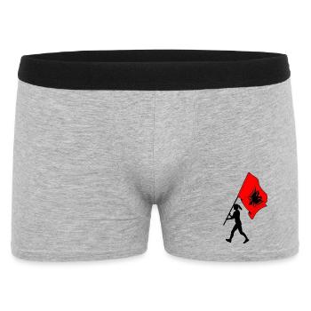 Flagge Albanien Frau zu Fuß - Männer Boxer Shorts - Grau meliert - Vorne