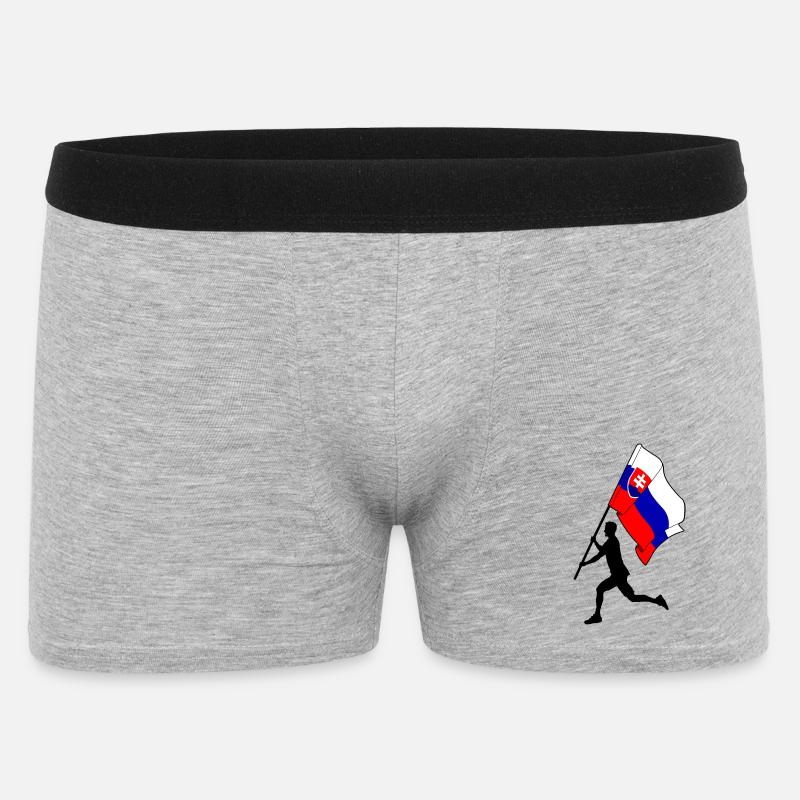 Flagge Slowakei Mann läuft - Männer Boxer Shorts - Grau meliert